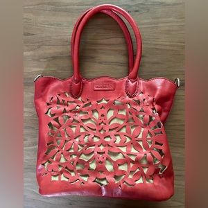 Red leather Pikolinos bag - cutout design